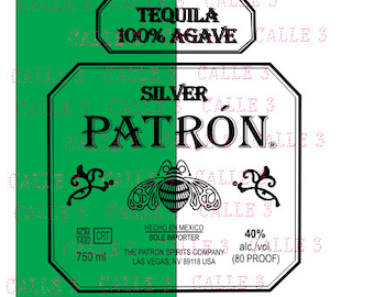 Digital Tequila Patron Label in SVG, all curves, layers, to sublimate or cut vinyl, high definition, cricut, cameo, FONT INCLUDED!