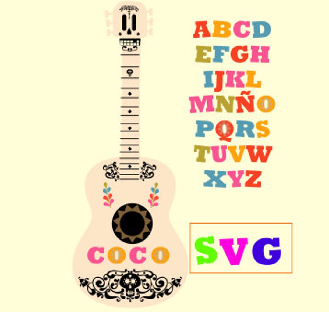 COCO Guitar Files SVG PNG and Jpg for Print Cut Cricut Laser COCO Guitar Files SVG PNG and Jpg for Print Cut Cricut Laser