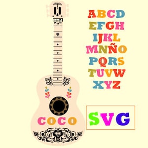 COCO guitar files, SVG, PNG and jpg, for print, cut, cricut, laser, sublimate, cake, or more, I customize it for you at no extra cost!