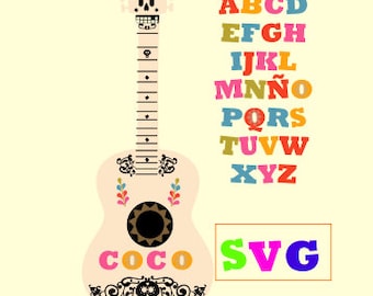 COCO guitar files, SVG, PNG and jpg, for print, cut, cricut, laser, sublimate, cake, or more, I customize it for you at no extra cost!