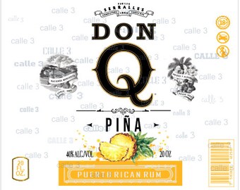 Don Q rum Pineapple label wrap for skinny straight tumbler 20 Oz, 300 DPI, super high quality, ideal for cake, bottle, tumbler or sublimate