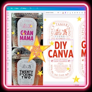 Szablon Gran Malo Canva DIY, rozmiar 750 ml, możliwość zmiany tekstów i kolorów, zrób to sam, najwyższa jakość, łatwy i szybki, dokładnie tak, jak lubimy!