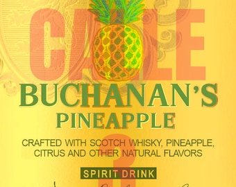 Buchanans Pineapple Whiskey label files, PNG and JPG; high quality files; 300dpi, instant download!, best fathers day gift!