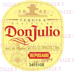 Tequila Don Julio Añejo label, 6CM, PNG and PDF, high resolution, front and back labels designs, I customize it for you at no extra cost!