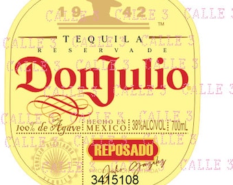 Tequila Don Julio Añejo label, 6CM, PNG and PDF, high resolution, front and back labels designs, I customize it for you at no extra cost!
