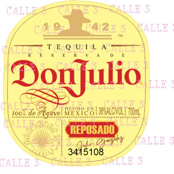Tequila Don Julio Añejo label, 6CM, PNG and PDF, high resolution, front and back labels designs, I customize it for you at no extra cost!