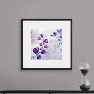 Eucalyptus Digital printable, Purple wall art, Minimalist Home Decor, Botanical Art , Living Room Wall Decor
