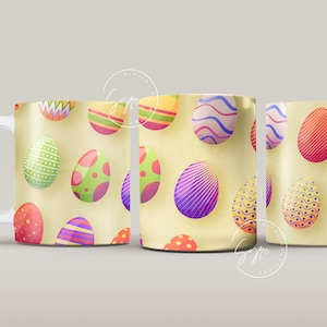 Pasen mok ontwerp, paasei mok wrap, kleurrijke paaseieren koffiemok, paasei patroon, 11 & 15 Oz mok Cricut pers sublimatie wrap