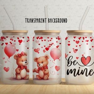 Valentine's day Tumbler Wrap PNG, 16 oz Libbey Glass Can Tumbler Sublimation Design, Heart Love Tumbler, Gifts for Her, Digital Download