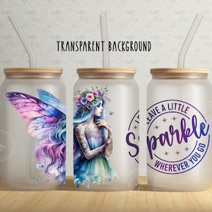 Emballage de boîte de conserve en verre féerique, gobelet pour canette en verre Libbey 16 oz, sublimation, elfes des fées des jardins, emballage de verre Libbey de conte de fées, numérique