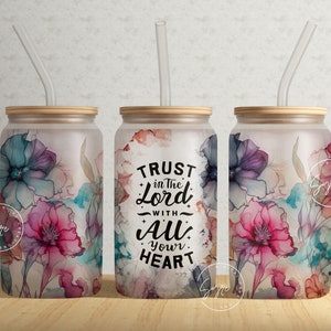 Trust in The Lord Libbey Glass Tumbler Trust in The Lord Libbey Glass Tumbler