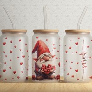 Wichtel Valentinstag Becher wickeln PNG, 16 oz Libbey Glas Dose Sublimation Design, Herz Liebe Becher, Geschenke für sie, digitale Datei