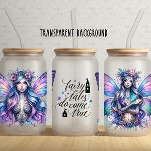 Fairy Glass Can Wrap, 16 oz Libbey Glass Can Tumbler Sublimation Design, Garden Fairies Flower Elf, Fairytale Libbey Glass Wrap, Digital