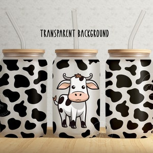 Baby Cow Tumbler Wrap, Cute Cow Coffee Cup, Baby Cow Coffee Glass Wrap, 16 oz Libbey Glass Can Tumbler, Cow Print, Animal Print, Digital