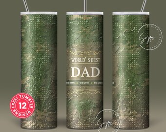 Worlds Best Dad The Man the Myth the Legend, Fathers Day, Christmas Gift for Husband Boyfriend, 20 oz Seamless Sublimation Tumbler Wrap