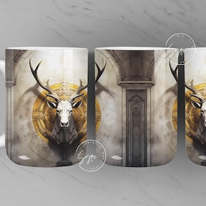 3D Deer Mug, White Big buck Mug, Spring Mug, Fathers Day Gifts, Mural Art, Gift for Him, 11 & 15 Oz Mug Press Sublimation, Digital Download