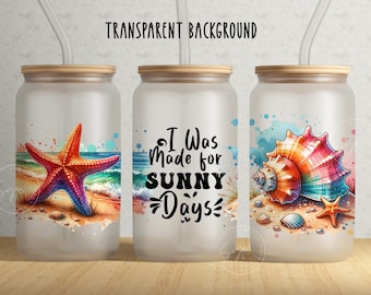 Seashells Tumbler wrap PNG, Starfish Cup, 16 oz Libbey Glass Wrap Png Sublimation Designs, Boho Beach Summer Ocean Beer Can Wrap, Digital