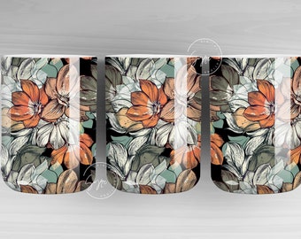 Flower Print Mug Design, Floral Sublimation Wrap, Earthy Boho Floral Mug Wrap, Imprimable 11 & 15 Oz Mug Cricut Press Sublimation Wrap