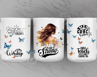 Bible Verse Mug Wrap, Faith Png Designs, Religious Mug Design, Motivation Christian Mug Wrap, 11 & 15 Oz Mug Press Sublimation, Numérique