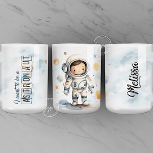 Kids Astronaut Mug Design, Add Your Name, Astronaut Life Mug Wrap Sublimation Template, 15 oz  11 oz Mug, Space Gift For Boys Girls, Digital