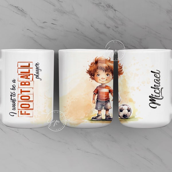 Kids Football Mug Design, Add Your Name, Football Life Mug Wrap Sublimation Template, 15 oz  11 oz Mug, Sports Gift For Boys, Digital