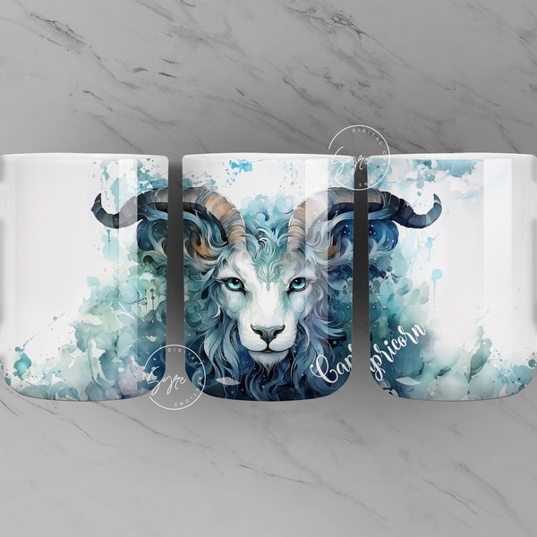 Capricorn Zodiac Mug Wrap PNG, Astrology Sign, Constellation, Zodiac sign, Horoscope, 11 & 15 Oz Mug Sublimation, Mug Press Design, Digital