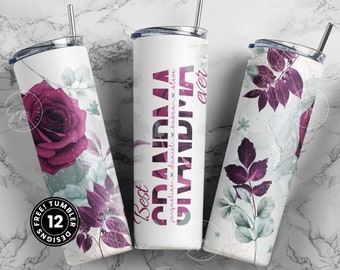 Best Grandma Ever, Grandma Tumbler, Gift for Grandmother, Add Kids Names, 20 oz Skinny Tumbler Design Wrap, Mother's Day Tumbler