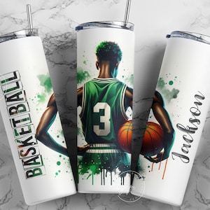 Basketball 20 oz Skinny Tumbler png, Basketball Tumbler Wrap png, Sports Designs, Add Your Own Name, Watercolor Design, Digital Download