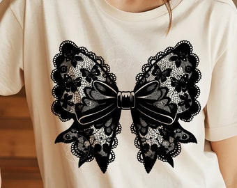 Halloween Butterfly Bow, Black Bow Png, Halloween Gothic Coquette Bow PNG, Retro Halloween Png, Black Coquette Bow Png, Black Lace, Digital