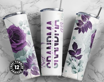 Best Grandma Ever, Grandma Tumbler, Gift for Grandmother, Add Kids Names, 20 oz Skinny Tumbler Design Wrap, Mother's Day Tumbler