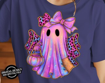 Spooky Season Png, Fall Coquette Png, Trendy Neon Glitter Ghost Png, Retro Halloween Coquette Ghost Png, Leopard Boo Ghost, Digital Download