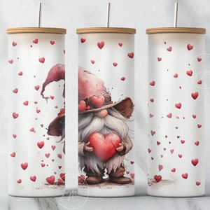 Valentinstag Zwerge Tumbler Wrap, Valentinstag Tumbler Wrap, 25 Unzen Tumbler Wrap PNG, 25 Unzen Libbey Glasdose Wrap Sublimationsdesign, Digital