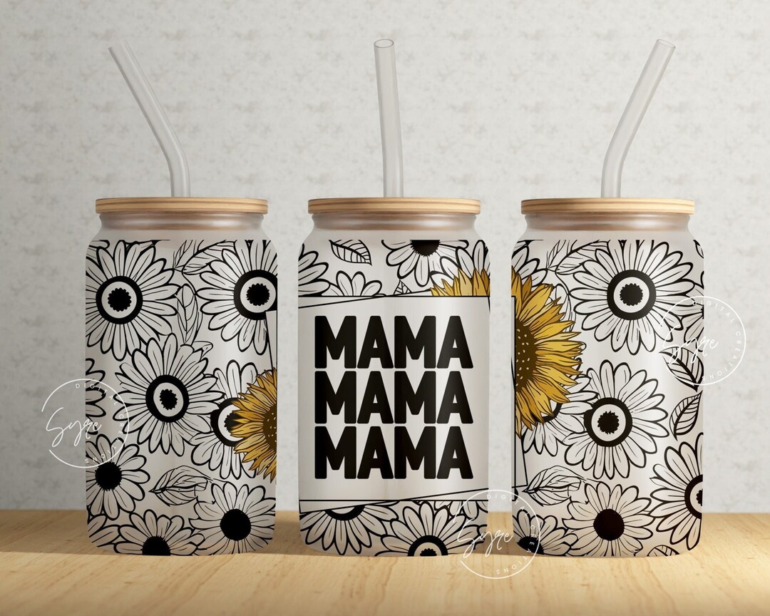 Mama Glass Can Wrap, 16 Oz Libbey Glass Can Tumbler, Mama Designs ...