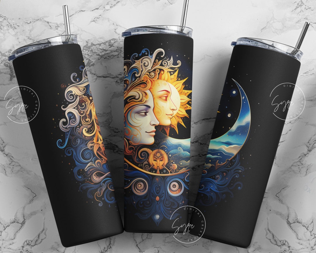 Sun and Moon Boho Celestial 20 Oz Skinny Tumbler Sublimation Designs ...
