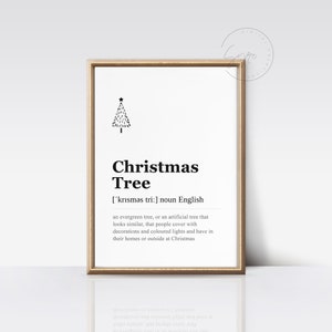 Christmas Wall Art Printable, Christmas Home Decor, Christmas Tree Definition Print, Holiday Wall Art, Typography, Gift Idea For Christmas