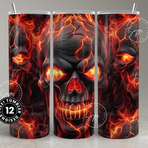 3D Skulls Tumbler Wrap, Melted Skull, Halloween, Gothic Tumbler, 20oz Skinny Tumbler Sublimation, Creepy, Seamless, 3D Tumbler, Digital File