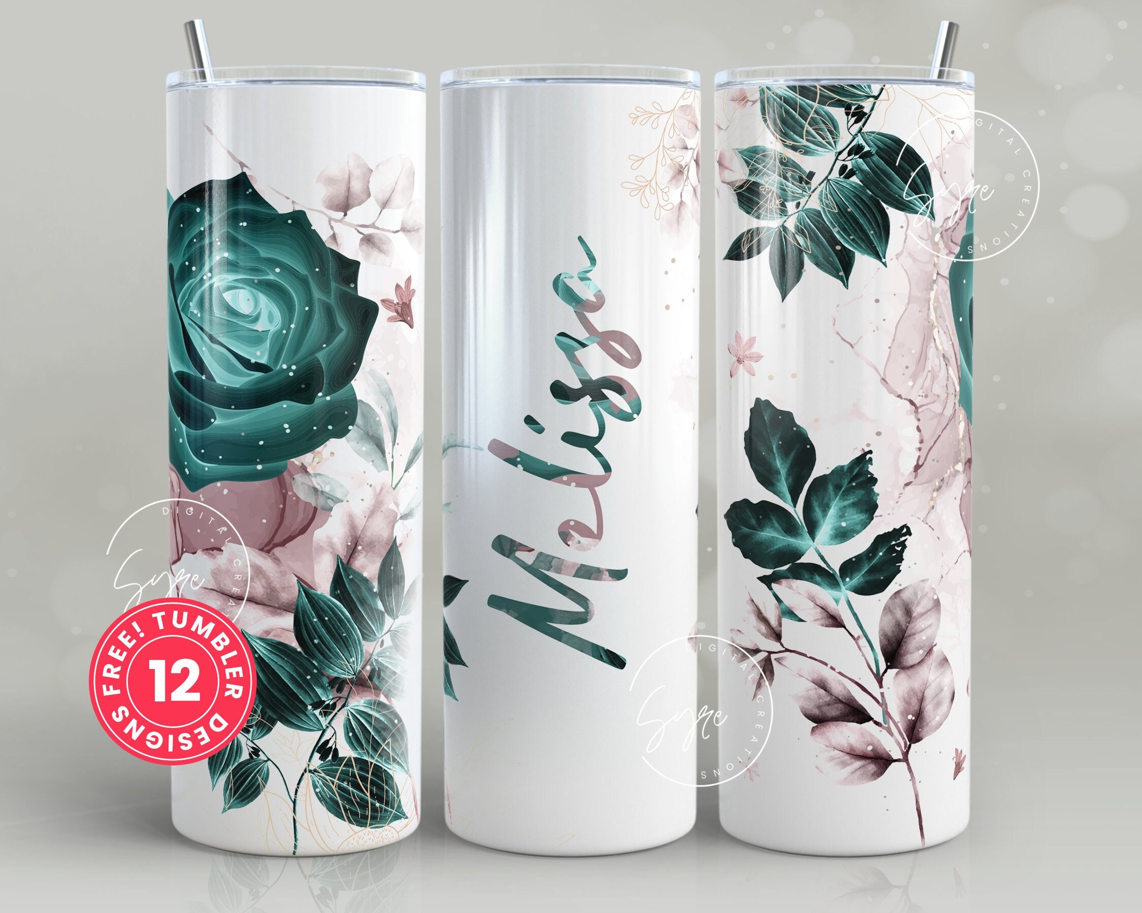 Add Your Own Name Tumbler, Skinny Tumbler 20 Oz Design Wrap, Green Gold ...