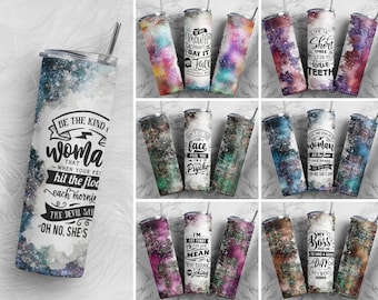 Sarcastic Quote Design Bundle, Set of 6, 20 oz Skinny Tumbler Design Wrap, Seamless Sublimation Design PNG, Funny Quote Tumbler