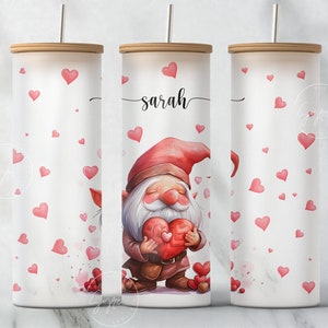 Valentines Day Gnomes Tumbler Wrap, Valentine Tumbler Wrap, 25 oz Tumbler Wrap PNG, 25 Oz Libbey Glass Can Wrap Sublimation Design, Digital