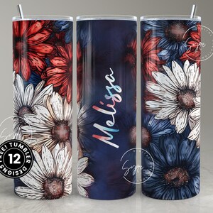 Floral Tumbler, Add Your Own Name Tumbler, Skinny Tumbler 20 oz Design Wrap, Seamless Sublimation Design PNG, Skinny Travel Tumbler