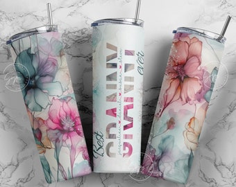 Best Granny Ever, Grandma Tumbler, Gift for Grandmother, Add Kids Names, 20 oz Skinny Tumbler Design Wrap, Mother's Day Tumbler, Digital