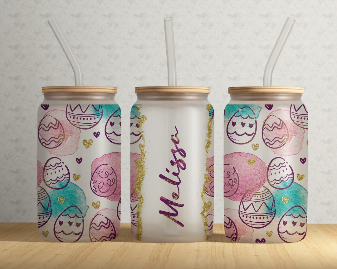Easter 16 Oz Libbey Glass Can Tumbler Sublimation Design, Add Your Name ...