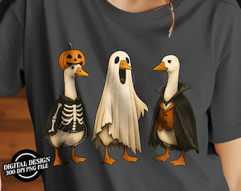 Goose Halloween Fall PNG Boo Ghost Goose Png Halloween Png Skeleton Goose Halloween Goose Sublimation PNG Pumpkin Goose Shirt Png Digital