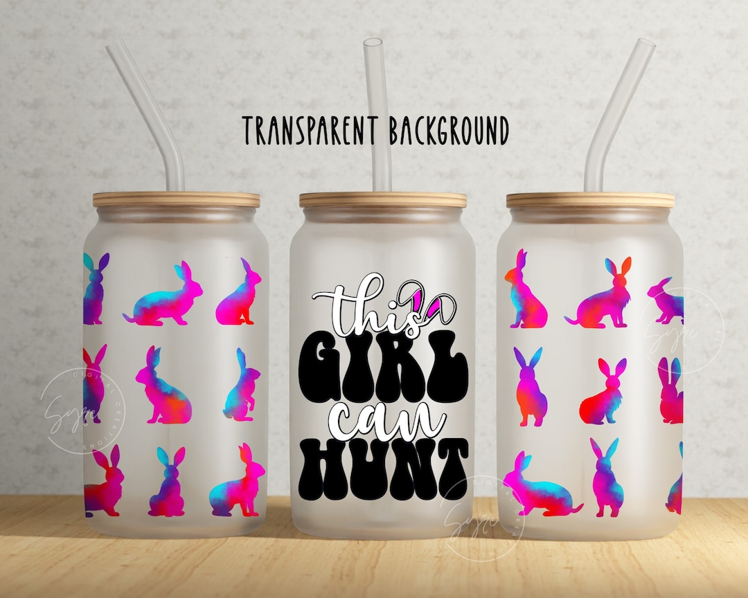 Rabbit Easter Tumbler Wrap PNG, Bunny 16 Oz Libbey Glass Can Tumbler ...