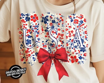 Coquette florale Etats-Unis Png Amérique rétro Png 4 juillet PNG Memorial Day Png Sublimation Etats-Unis patriotique Png Girly png Memorial Day Png 1776 Png