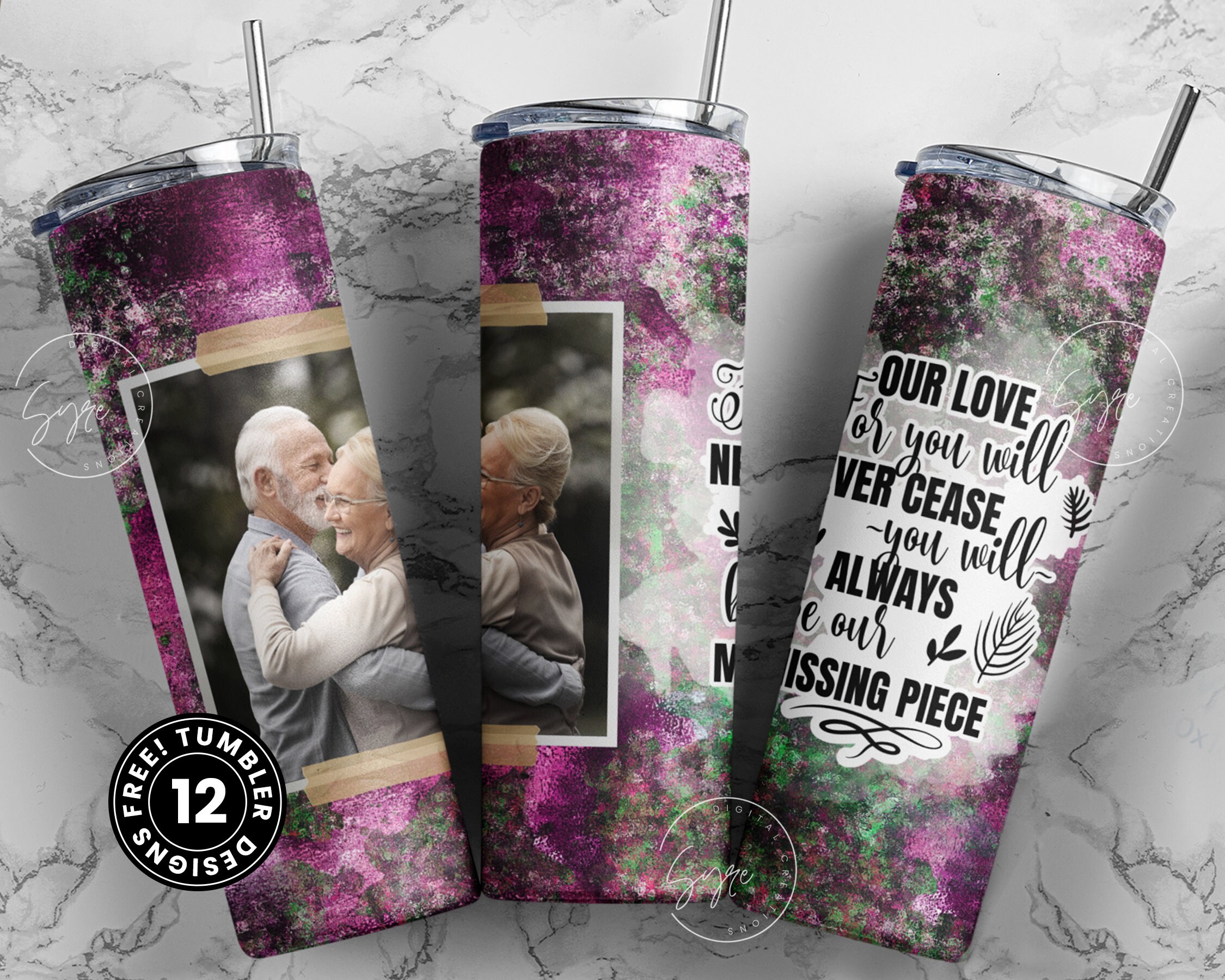 Memorial Tumbler Png Wrap, Our Love For You, Memorial Gift, Memorial Tumbler With Picture, Memorial Cup, 20 oz Skinny Sublimation Wrap