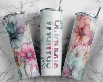 Best Grandma Ever, Grandma Tumbler, Gift for Grandmother, Add Kids Names, 20 oz Skinny Tumbler Design Wrap, Mother's Day Tumbler, Digital
