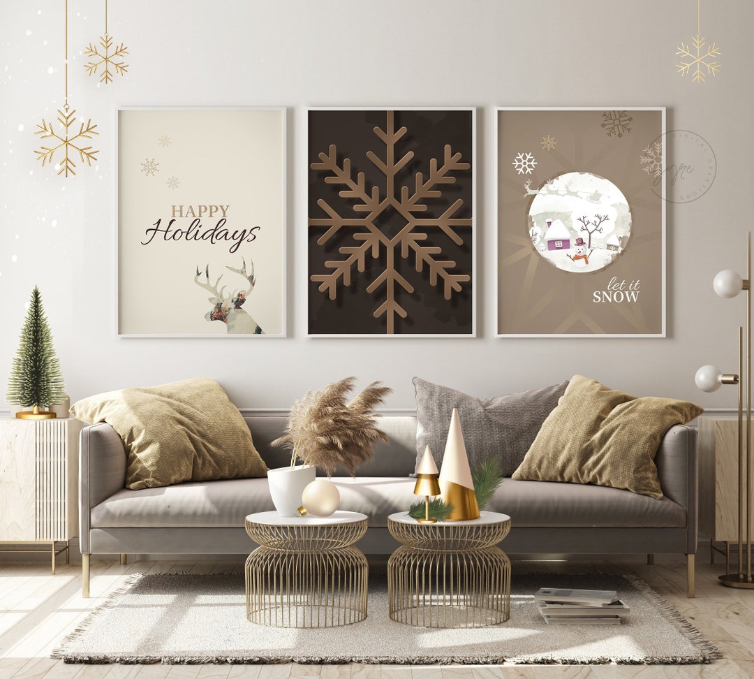 Christmas Wall Art Printable, Happy Holidays Wall Art, Let It Snow ...