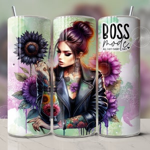Boss Lady Tumbler Wrap PNG, Positive Affirmationen, Boss Zitate, 20 Unzen Skinny Sublimationsbecher Designs, Tattoo Girl, Geschenk für Boss, Digital