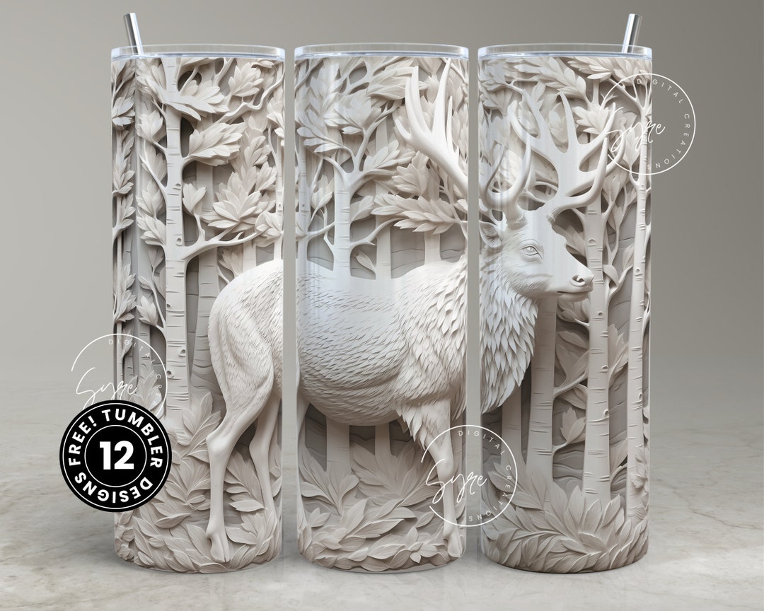 3D Elk Tumbler, Hunting Tumbler Wrap, 20 Oz Skinny Tumbler Sublimation